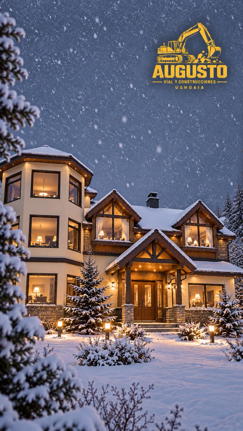 Vivienda a medida terminada en Ushuaia, con revestimiento metálico y la cordillera nevada