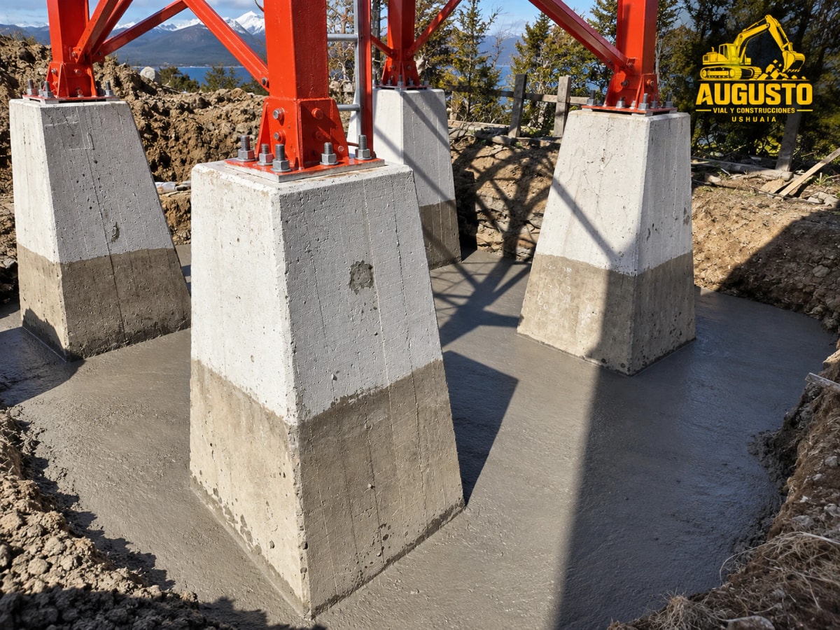 Bases de hormigón para torre de antena